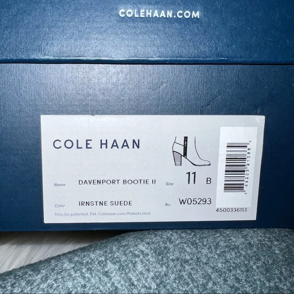 Cole Haan Davenport Bootie Ironstone Suede Gray Size 11